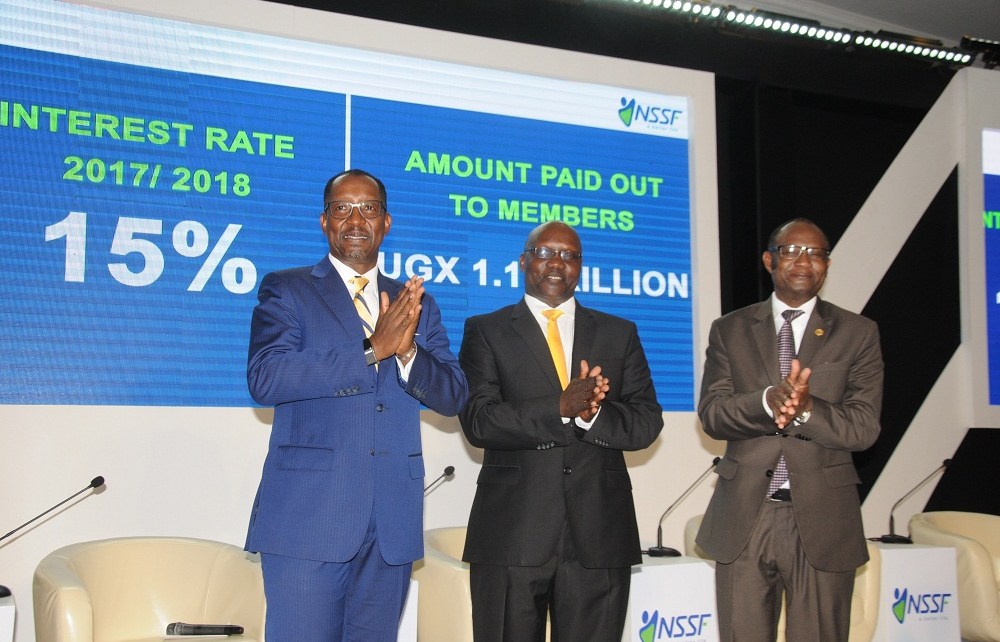 The National Social Security Fund (NSSF) yesterday announced an interest payout of 15 per cent on members’ savings for the financial year 2017/2018.