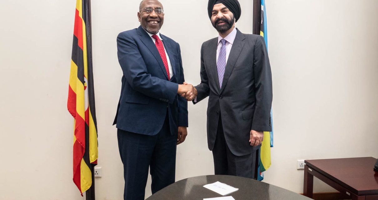 Ajay Banga, President and CEO of Mastercard with Dr. Ruhakana Rugunda, Prime Minister, Republic of Uganda