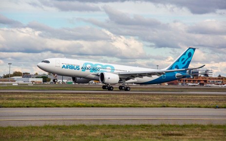 The first A330-800 development aircraft to fly, MSN1888, has landed at Toulouse-Blagnac, France at 2:35 pm local time after successfully completing its first flight which lasted four hours and four minutes.