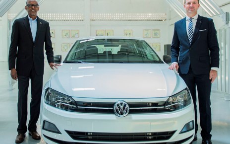 His Excellency Paul Kagame President of Republic of Rwanda and Thomas Schäfer, CEO of the Volkswagen Group South Africa at the official opening of Wolkswagen Rwanda assembly plant in 2018