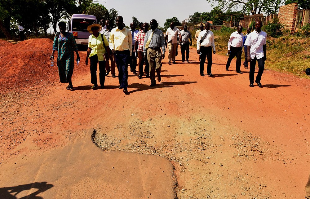 On the ground, Col. Nakalema and her team discovered that work had started on Mango Road where the first layer of bitumen was spread but due to the delay of funds, the layer had started peeling off requiring a fresh spread,