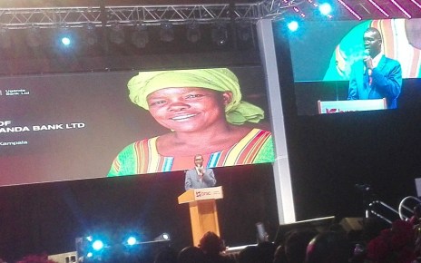 Jimmy Onesmus Adiga the BRAC Uganda Bank Ltd Chief Executive Officer speaking during the launch at Kampala Serena Hotel.