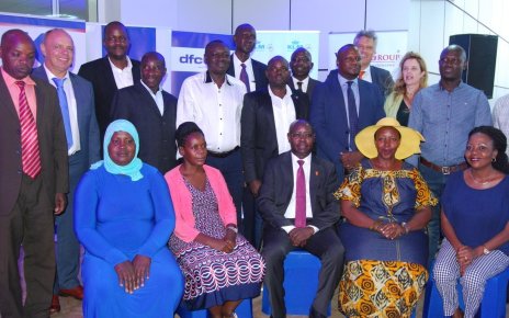 Pius Wakabi, the Permanent Secretary Ministry of Agriculture (centre) in a group picture with some of the farmers
