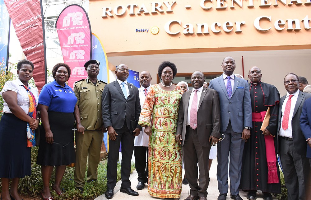 Speaker of Parliament Rebecca Kadaga launches the 8th edition of the Rotary Cancer Run at Nsambya Hospital on Tuesday
