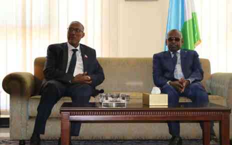 Somaliland president Muse Bihi (left) and his Djibouti counterpart