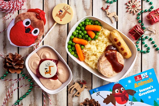 In Economy Class, children will feel at home with a delicious turkey roll with trimmings, milk chocolate mousse served with cranberry compote topped with the reindeer chocolate button